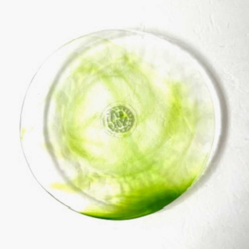 Vtg. KOSTA Boda Mine Green Swirl 8 “ Glass Side Plate